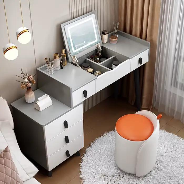Nouveau Style rabattable Coiffeuse Chambre petite unité de luxe miroir caché