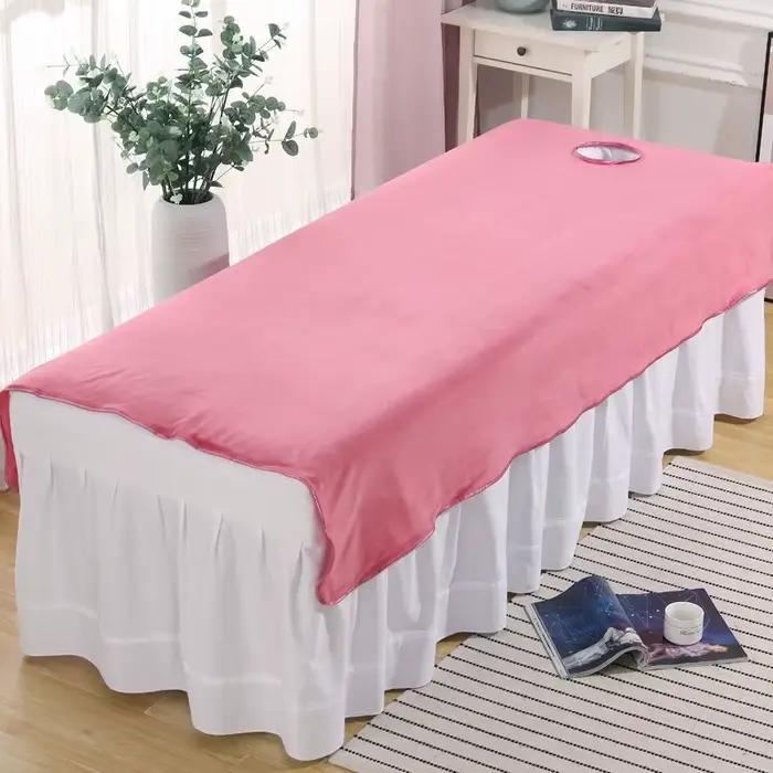 Drap de lit de beauté avec trou, nouvelle housse de lit de Massage, couleur unie, respirant et respectueux de la peau, pour Clubs de Spa