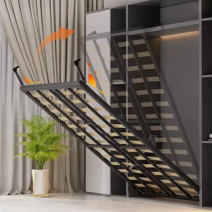 Lit mural double de luxe en métal pour adultes