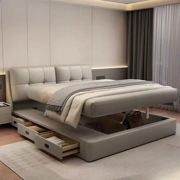 Reine rangement lit chambre King Size Double cadre moderne tête De lit luxe dormir Camas De dortoir accessoires pour la maison
