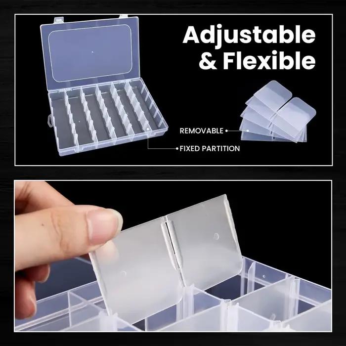 Boîte de rangement en plastique transparent à 36 compartiments avec séparateurs réglables — Idéale pour ranger des