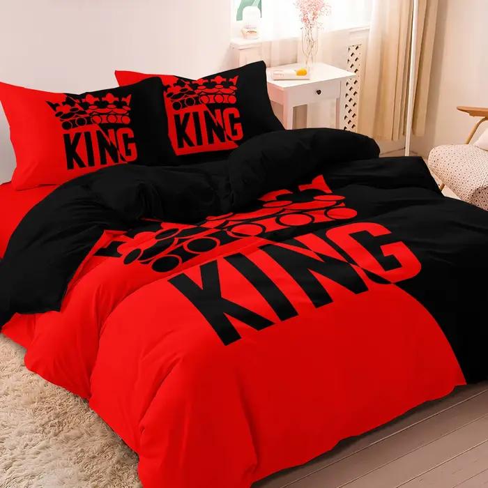 Ensemble de housse de couette à motif de lit King Size gris et noir
