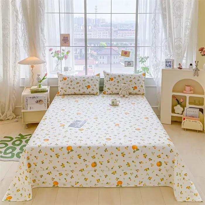 Drap de lit double 100% coton ou drap de lit et taies d'oreiller