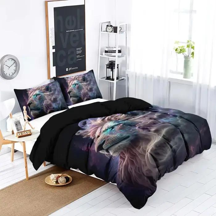 Parure de lit 3 pièces confortable et chaude en polyester mat 90 g/m2
