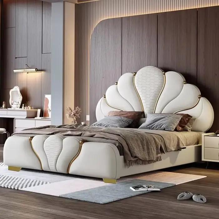 Lit double de rangement multifonctionnel moderne pour chambre principale