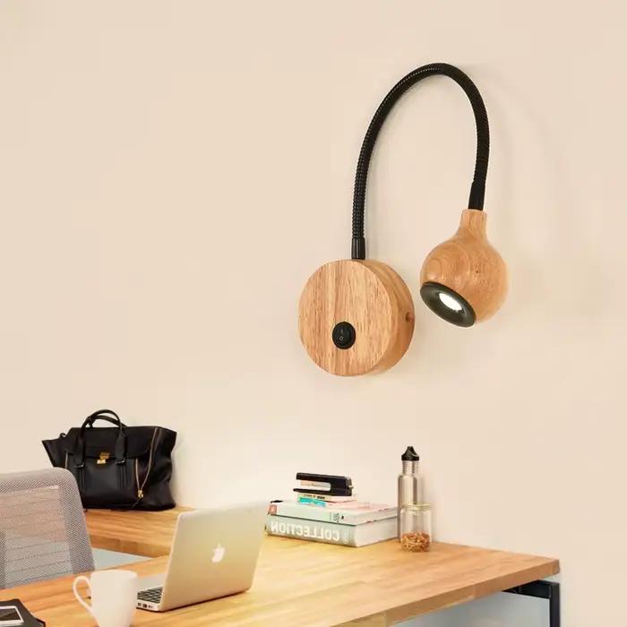Applique murale nordique en bois avec interrupteur 5w