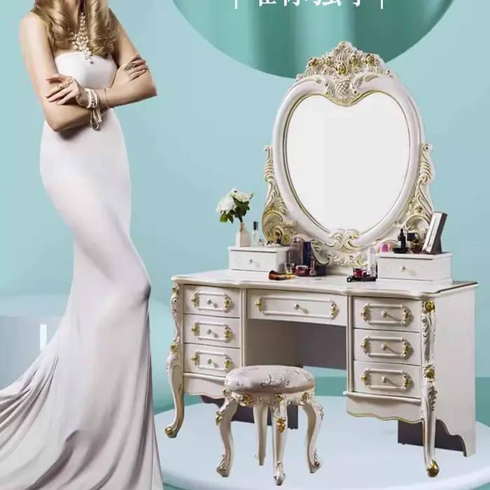Commode européenne moderne, chambre à coucher pour fille, grande coiffeuse blanche de luxe, maquillage, salon, meubles Comoda Pra Quarto