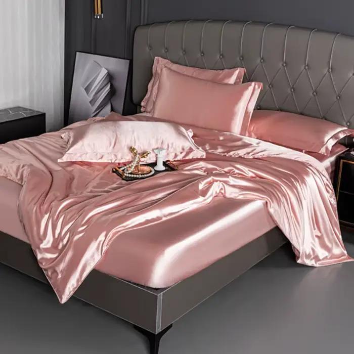Parure de lit 100% soie Pure, drap de lit doux de luxe avec edredons, taies d'oreiller, housse de lit pour la maison, qualité King Size