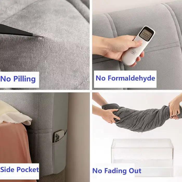 Housse de tête de lit matelassée en velours épais