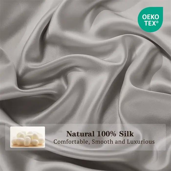 Drap plat en soie de mûrier naturelle 1 pièce, couleur unie, drap de lit haut de gamme, linge de lit lisse, tailles simple, double, queen, king, doux