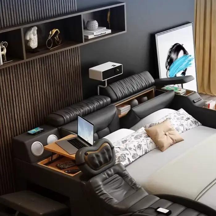 Nordics Queens lits cadres dormir commodes intelligentes lit Massage Double Camas De dortoir chambre meubles accessoires