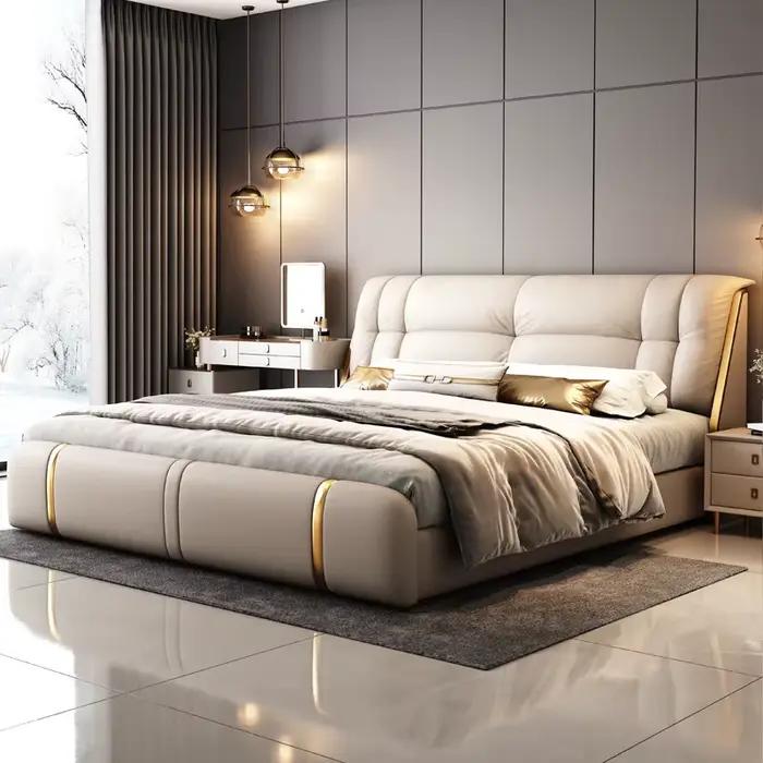 Tête de lit capitonnée de luxe pour lit Queen Size