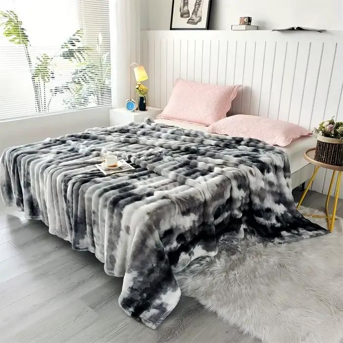 Couverture de lit luxueuse en fausse fourrure de lapin – Jeter doux