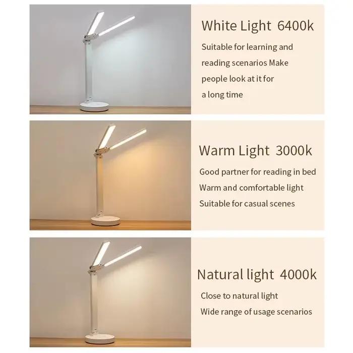 Lampe de bureau LED 3 niveaux Dimmable tactile veilleuse USB Rechargeable Protection des yeux lampe de Table pliable pour chambre chevet lecture