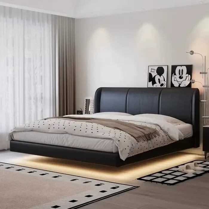 Lit double 180x200cm en cuir de luxe