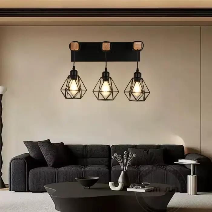 Lampe de chevet nordique créative pour chambre à coucher, applique murale personnalisée en bois massif, moderne et Simple, pour allée, balcon, lumière en fer forgé
