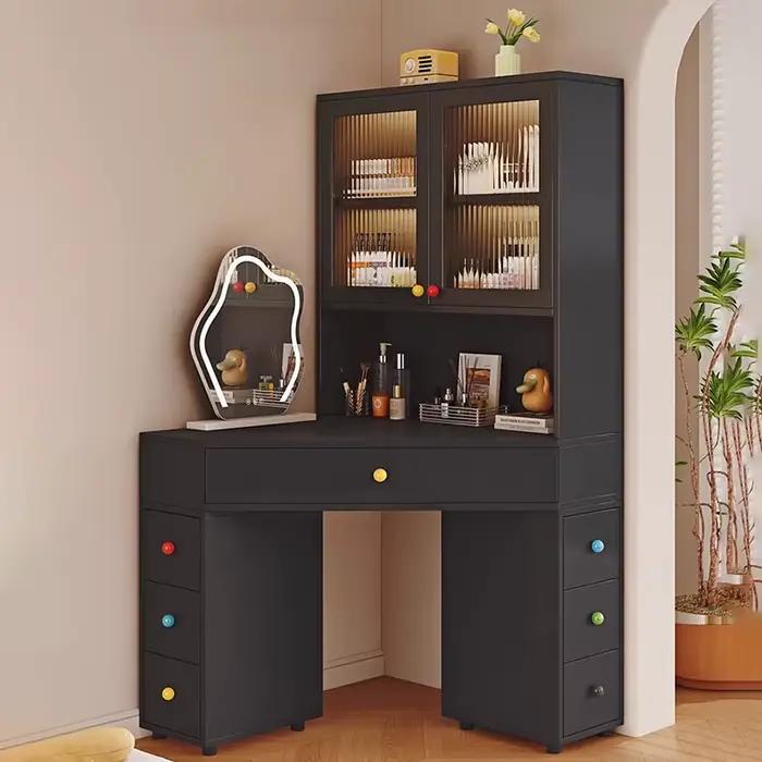 Haute Coiffeuse d'angle avec tiroir moderne français Unique Vanity Desk luxe esthétique
