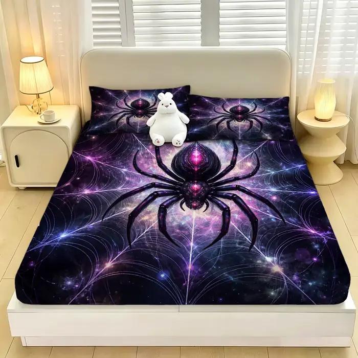 Lot de 3 draps de lit imprimés araignée, sans couture, pour l'été, plusieurs tailles, confortables, décoration de literie, lavables en machine