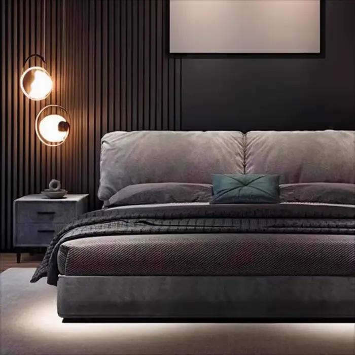 Lit Double européen rangement minimaliste lit de couchage esthétique tables de nuit multifonctions Letto Matrimoniale décoration de la maison