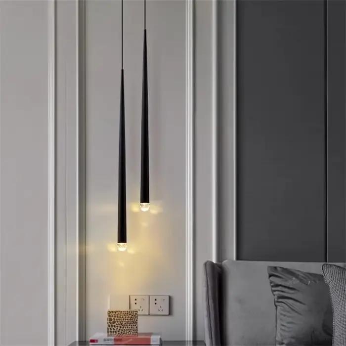 50CM Bronze Long Tube LED lampe suspendue chambre chevet suspension lampe île boutique Bar cuisine suspension