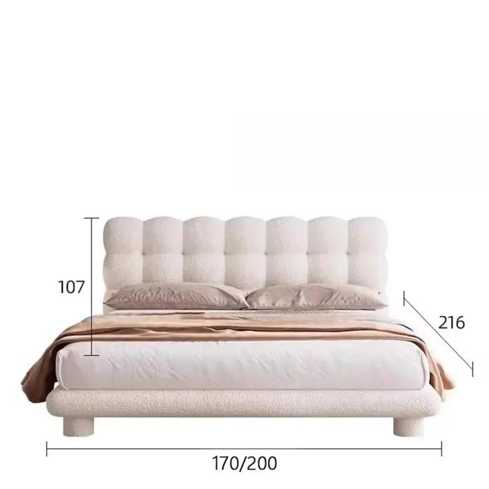 Lit double simple en flanelle blanc