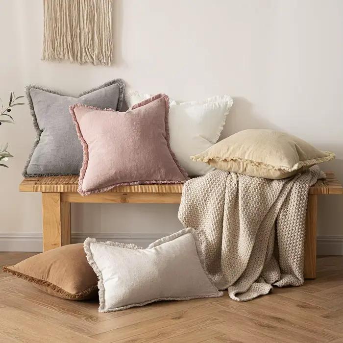 Housses de coussin décoratives roses