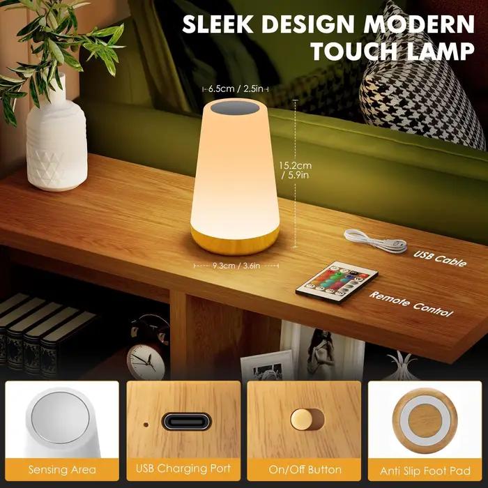 LED 13 couleur changeante veilleuse télécommande tactile USB Rechargeable RGB lampe de nuit lampe à intensité variable Portable Table lampe de chevet