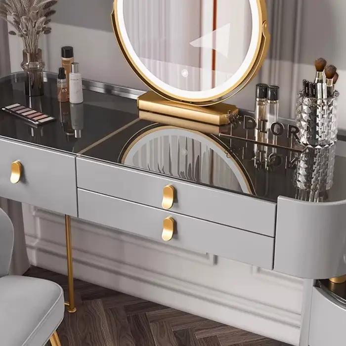 Coiffeuse De luxe moderne tabouret maquillage bois massif blanc