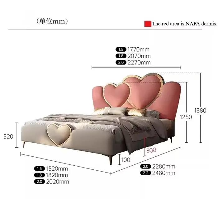 Cadre de lit de luxe 180x200cm avec support métallique