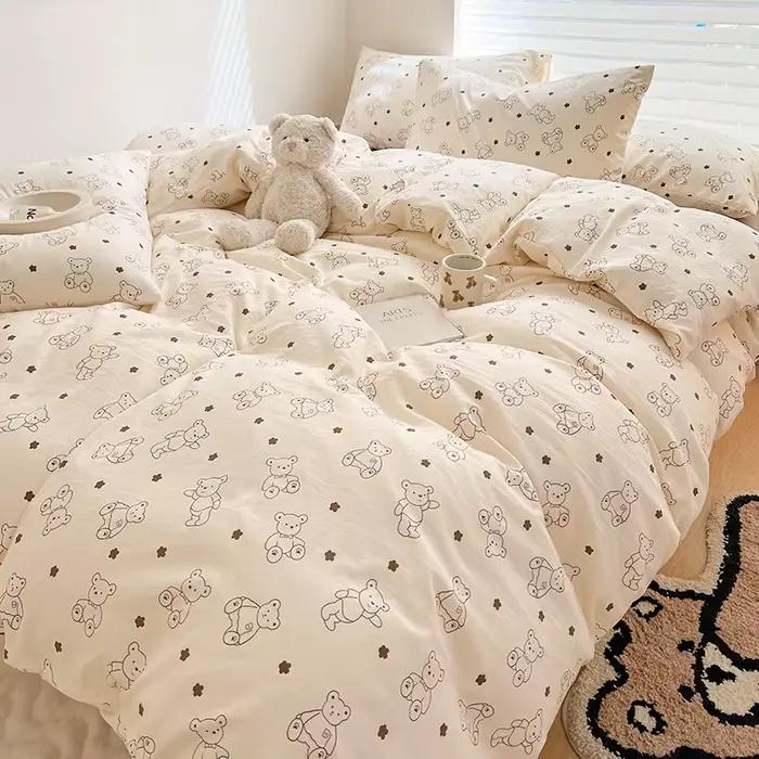Parure de lit à fleurs pour adultes et enfants, linge de lit simple, double, pleine reine, king size, couette florale, ensembles de lit, DuSALE, Kawaii