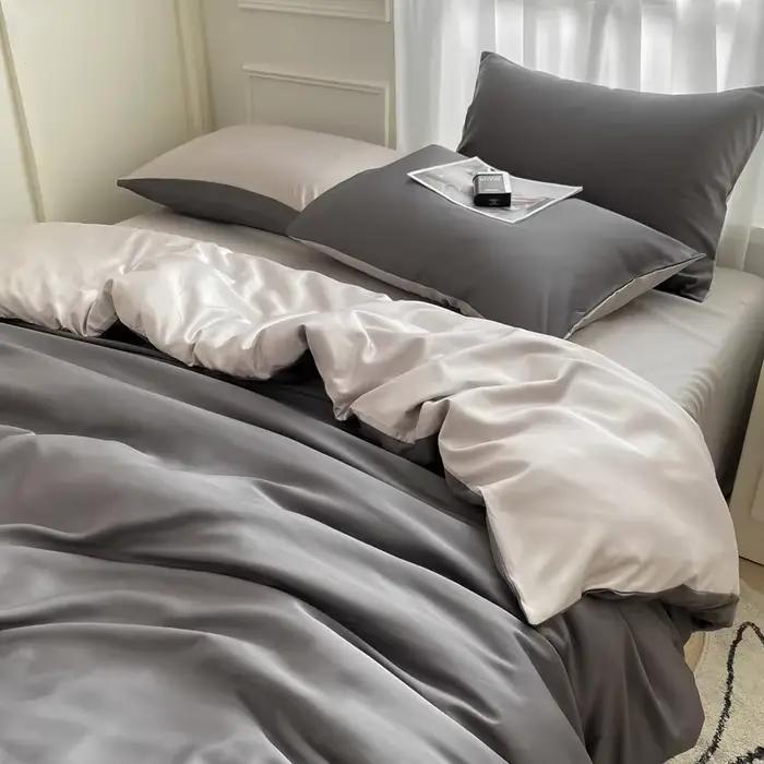 Parure de lit nordique 100 % coton avec drap, housse de couette et taie d'oreiller – Tailles simple, double, king, queen, twin