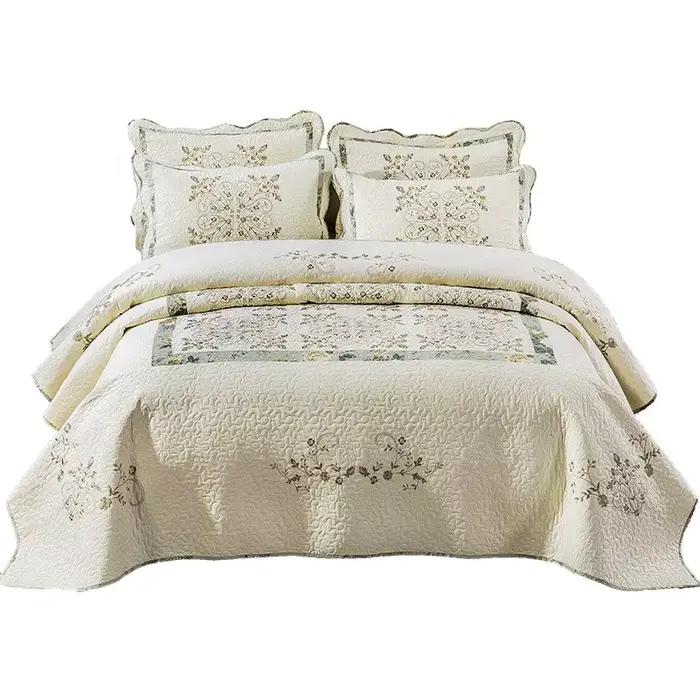 Ensemble de couettes brodées en coton