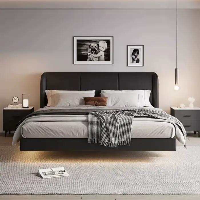 Lit double 180x200cm en cuir de luxe