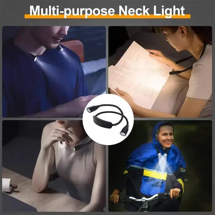 Lampe de lecture LED portable pour le cou, 360° °   Lampe de lecture flexible, lampe de chevet mains libres pour lire au lit, lampe d'étude à forte luminosité