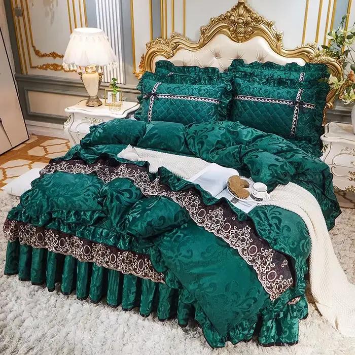 Jupes de lit en dentelle de velours
