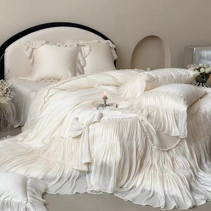 Parure de lit romantique en dentelle française