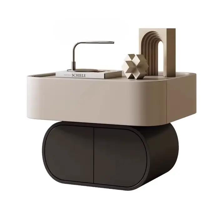 Table de chevet moderne en bois massif avec deux tiroirs