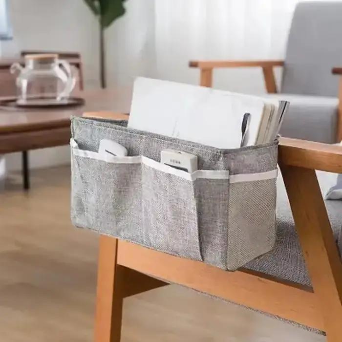 Organisateur de rangement de chevet en lin pour voiture