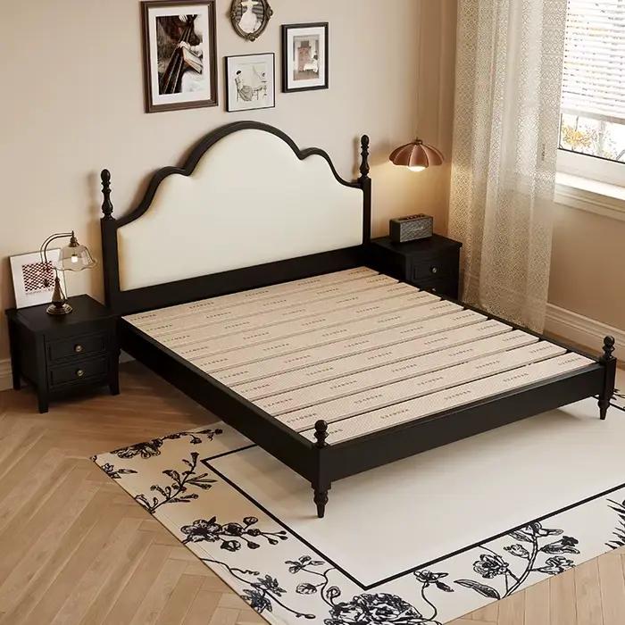 Lit Double de rangement noir haut de gamme chambre moderne Style français lit en bois famille Camarotes Para dortoir meubles de maison