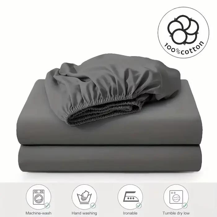 Drap-housse en coton de couleur unie avec bande élastique