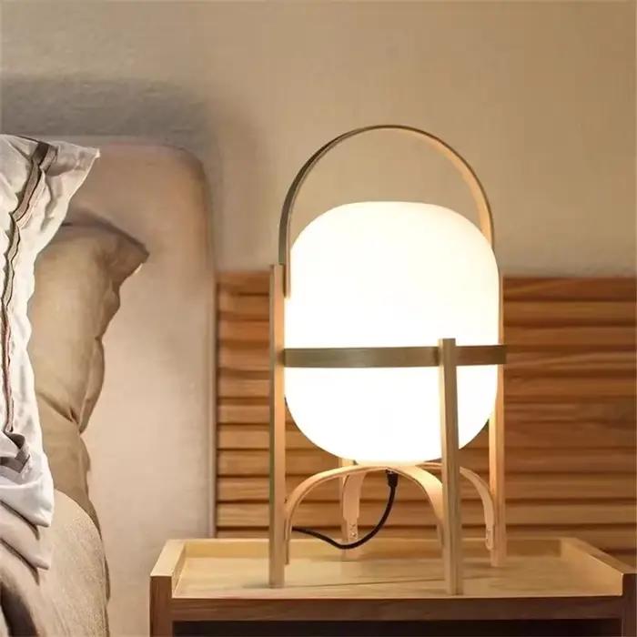 Lampe de table LED en bois Wabi Sabi, abat-jour en verre minimaliste pour bureau, chambre à coucher, chevet, salon, lecture, décoration intérieure, lampe sur pied