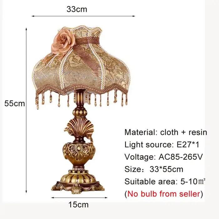 Lampe de table de chevet de chambre à coucher de style européen