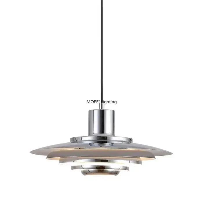 Lampe nordique blanc argent métal E27 minimalisme LED lustre Art Design cuisine chambre décoration de la maison suspension réglable