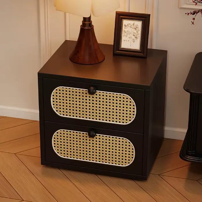 Chambre à coucher Vintage tables De chevet rotin Design en bois avec tiroirs tables De chevet minimaliste luxe Mesa De Cabeceira meubles uniques