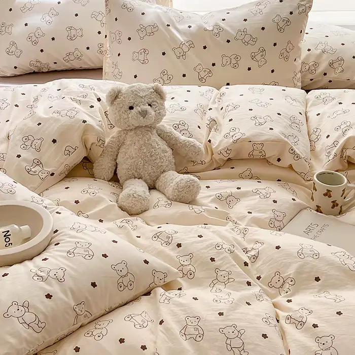 Parure de lit à fleurs pour adultes et enfants, linge de lit simple, double, pleine reine, king size, couette florale, ensembles de lit, DuSALE, Kawaii