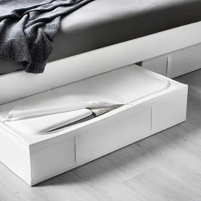 Boîte de rangement pliable pour le dessous du lit avec couvercle à fermeture éclair scellée