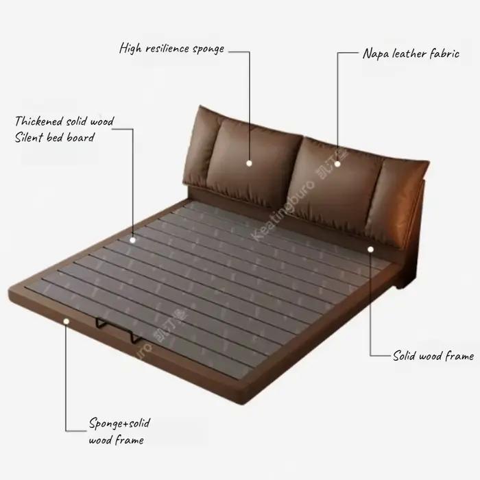 Lit double de luxe en cuir 180x200 pour chambre d'enfant