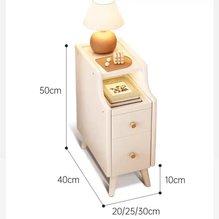 Table de chevet étroite minimaliste en bois massif