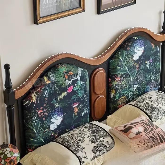180x200cm français rétro frêne lits doubles 2 personnes cadres en bois massif King Size reine luxe Double tête de lit meubles de chambre