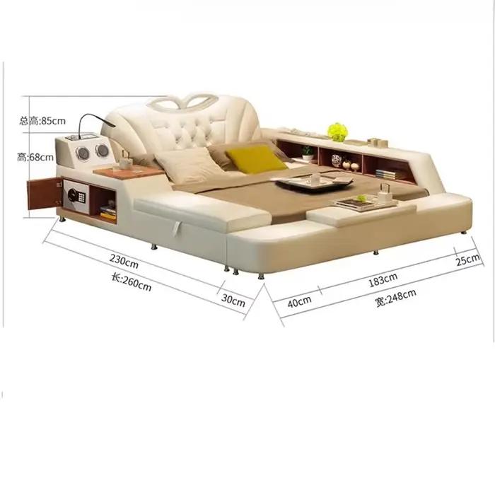 Lit de luxe italien 180x200 avec bibliothèque et tiroirs de rangement